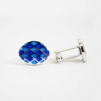 Blue Oval Harlequin Cufflinks