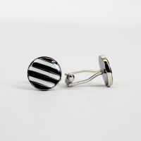 Round B&W Stripe Cufflinks
