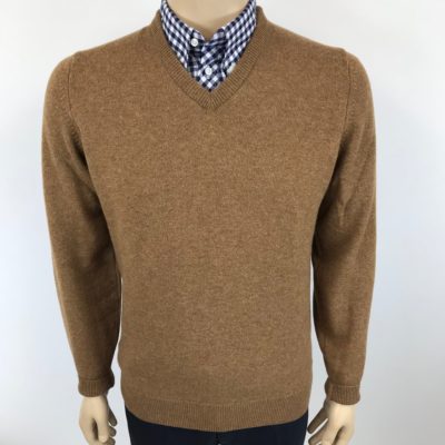 Tan Lambswool V neck