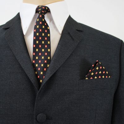 Silk Black Diamond Tie & pocket square