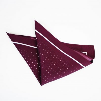 Silk Burgundy small polka/boarder pocket square